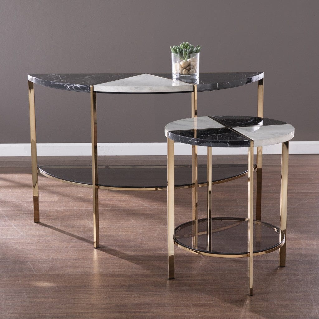 24" Black Manufactured Wood And Iron Round End Table With Two Shelves - Homeroots - Flyclothing LLC