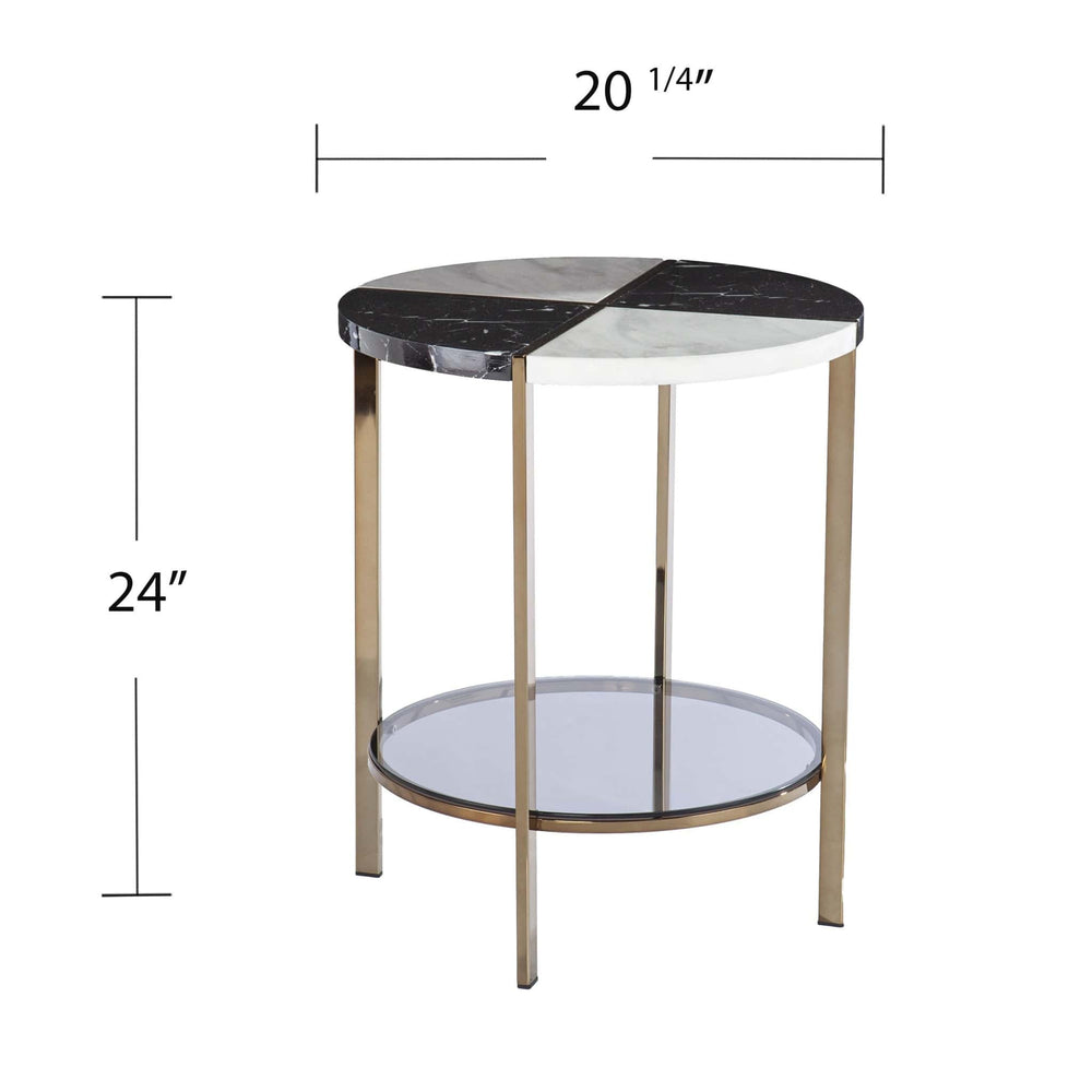 24" Black Manufactured Wood And Iron Round End Table With Two Shelves - Homeroots - Flyclothing LLC