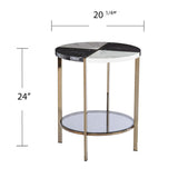 24" Black Manufactured Wood And Iron Round End Table With Two Shelves - Homeroots - Flyclothing LLC