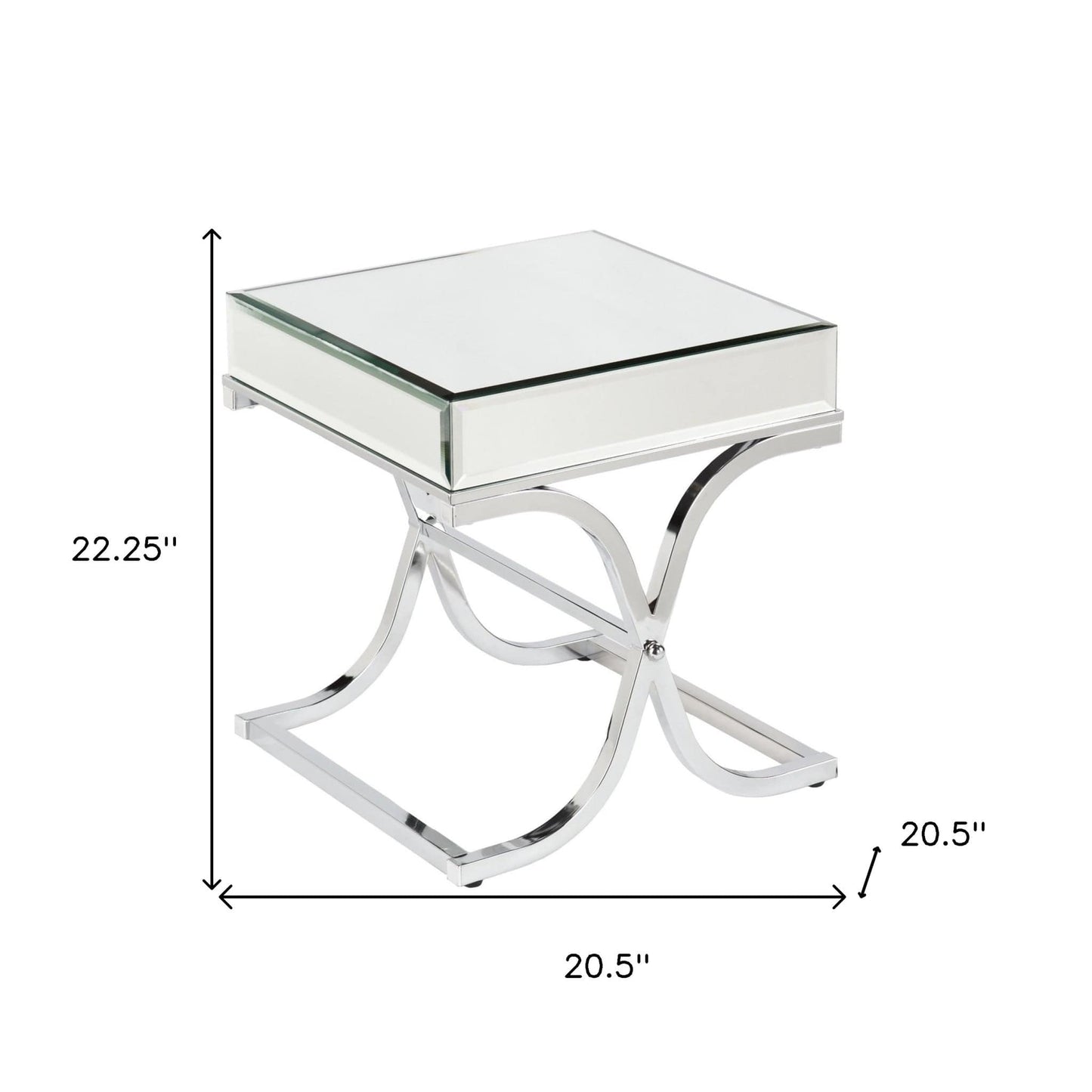 22" Silver And Clear Mirrored Glass Square End Table - Homeroots - Flyclothing LLC