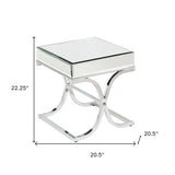 22" Silver And Clear Mirrored Glass Square End Table - Homeroots - Flyclothing LLC