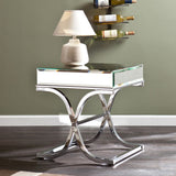 22" Silver And Clear Mirrored Glass Square End Table - Homeroots