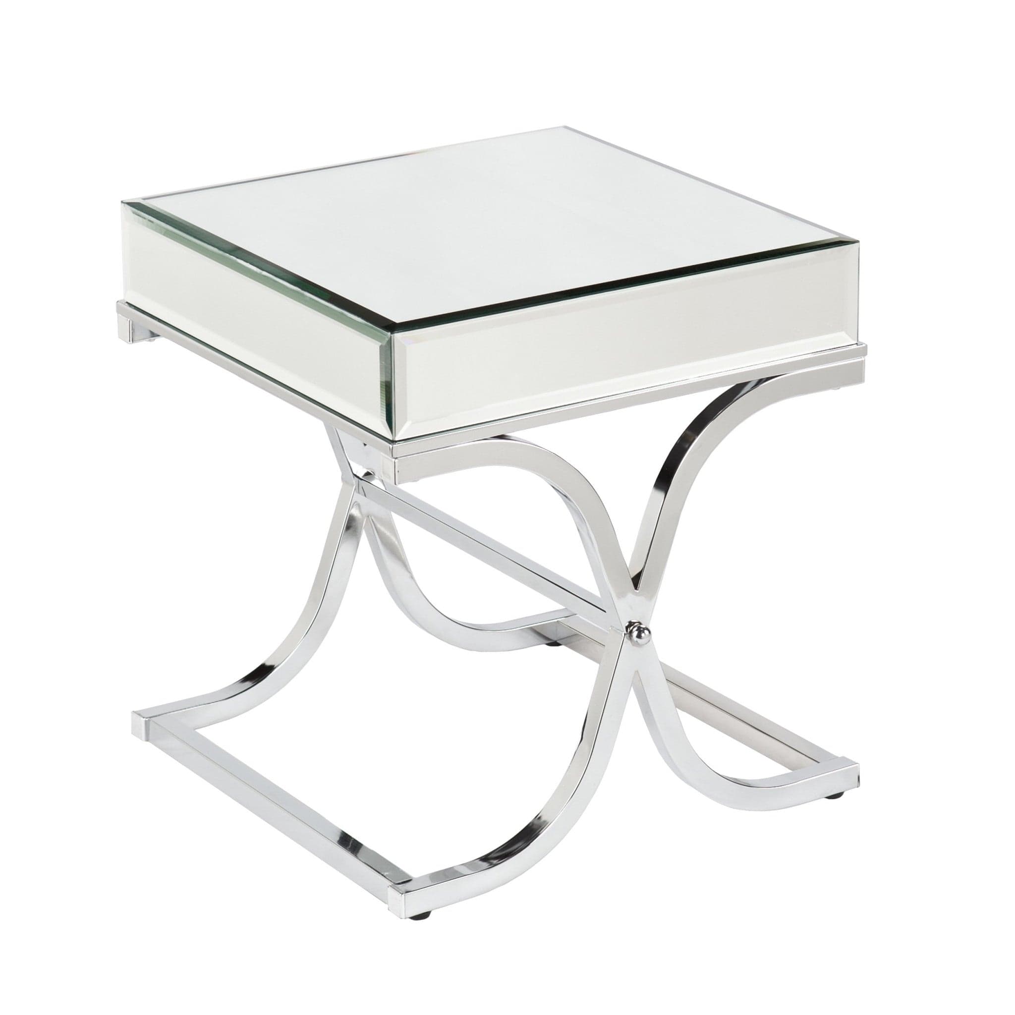 22" Silver And Clear Mirrored Glass Square End Table - Homeroots - Flyclothing LLC