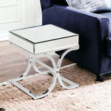 22" Silver And Clear Mirrored Glass Square End Table - Homeroots