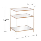 27" Gold And Clear Glass And Iron End Table With Mirrored Shelf - Homeroots - Flyclothing LLC