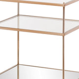 27" Gold And Clear Glass And Iron End Table With Mirrored Shelf - Homeroots - Flyclothing LLC