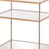 27" Gold And Clear Glass And Iron End Table With Mirrored Shelf - Homeroots