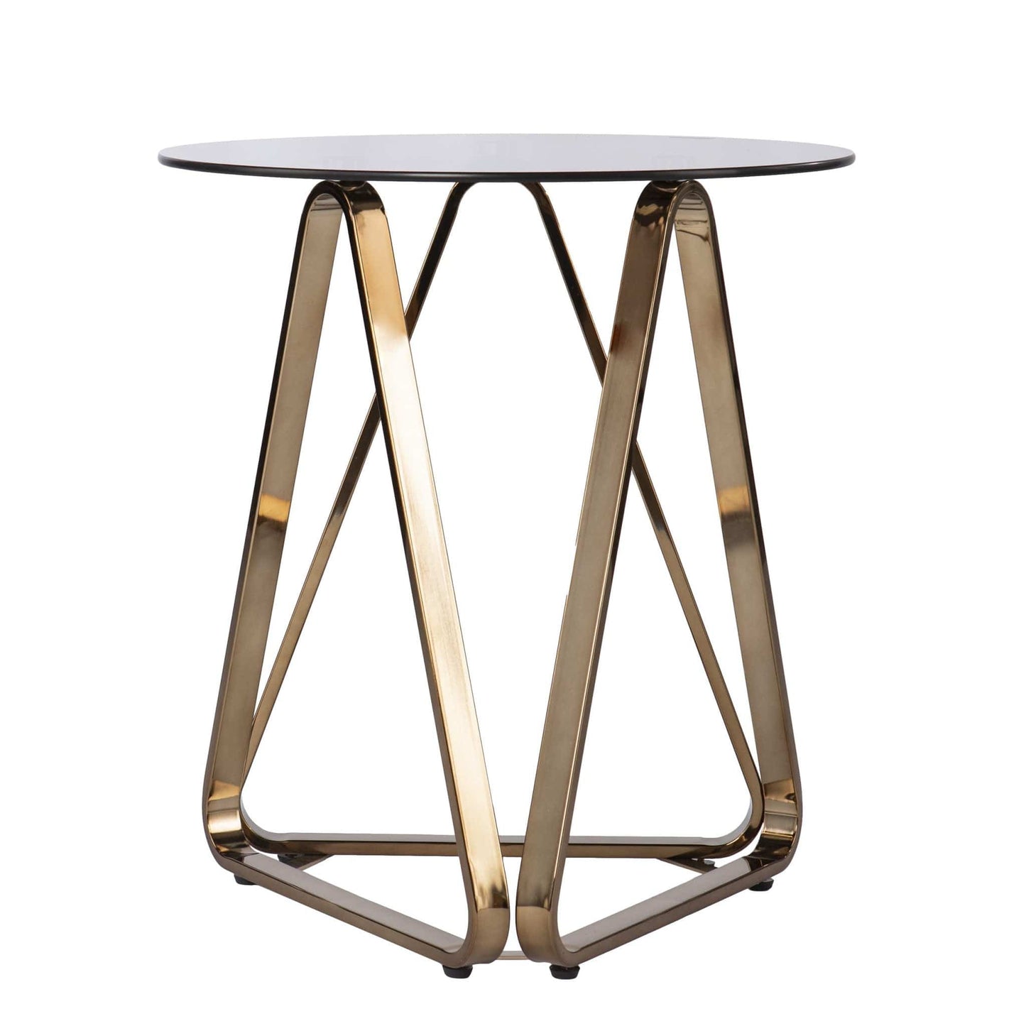 24" Champagne Glass And Iron Round End Table - Homeroots - Flyclothing LLC