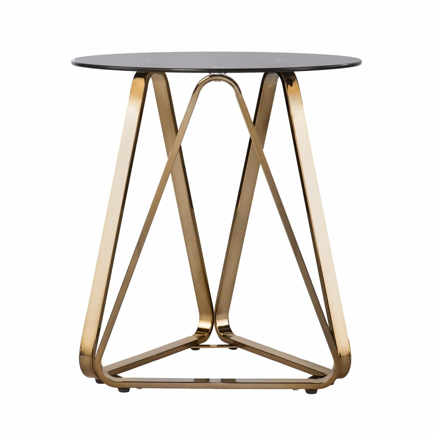24" Champagne Glass And Iron Round End Table - Homeroots - Flyclothing LLC
