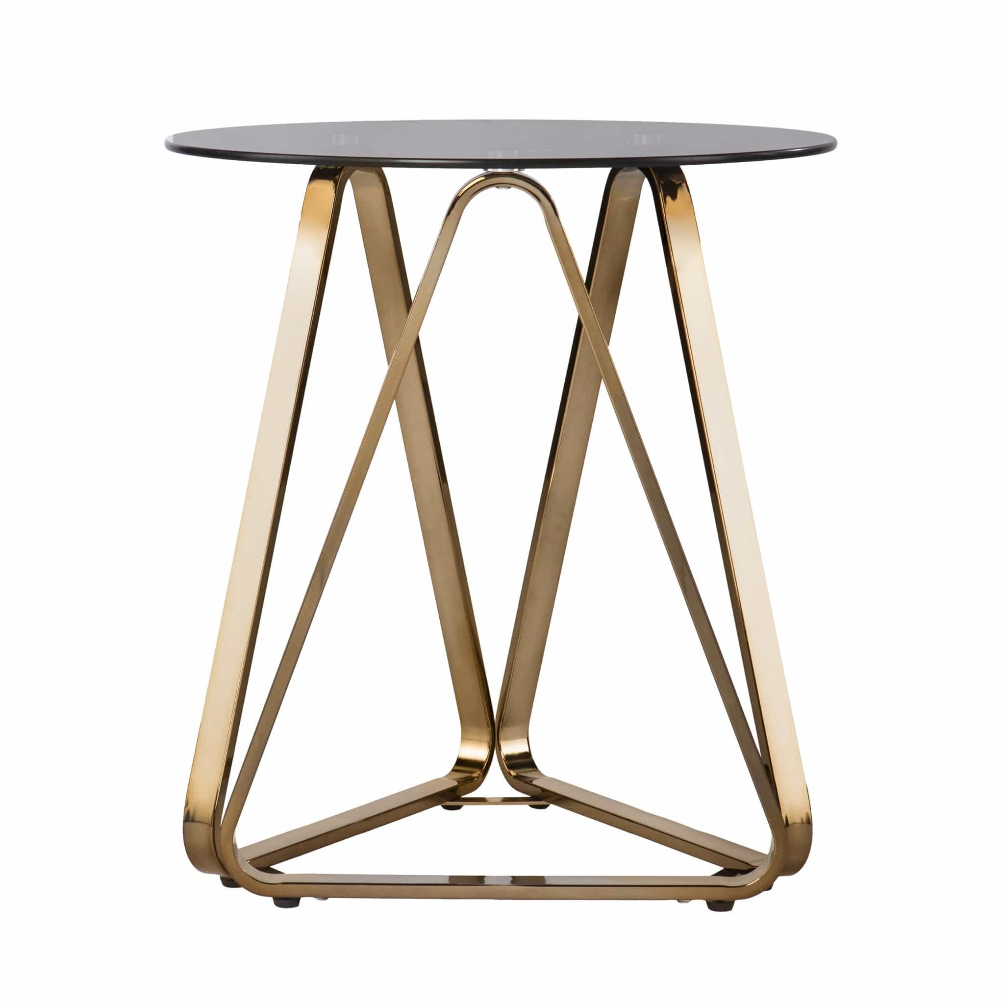 24" Champagne Glass And Iron Round End Table - Homeroots - Flyclothing LLC