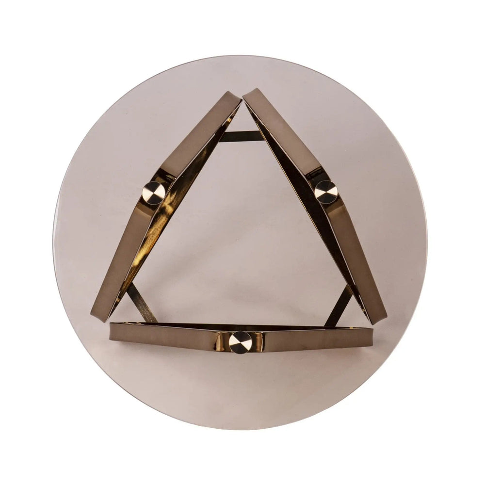 24" Champagne Glass And Iron Round End Table - Homeroots