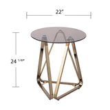 24" Champagne Glass And Iron Round End Table - Homeroots - Flyclothing LLC