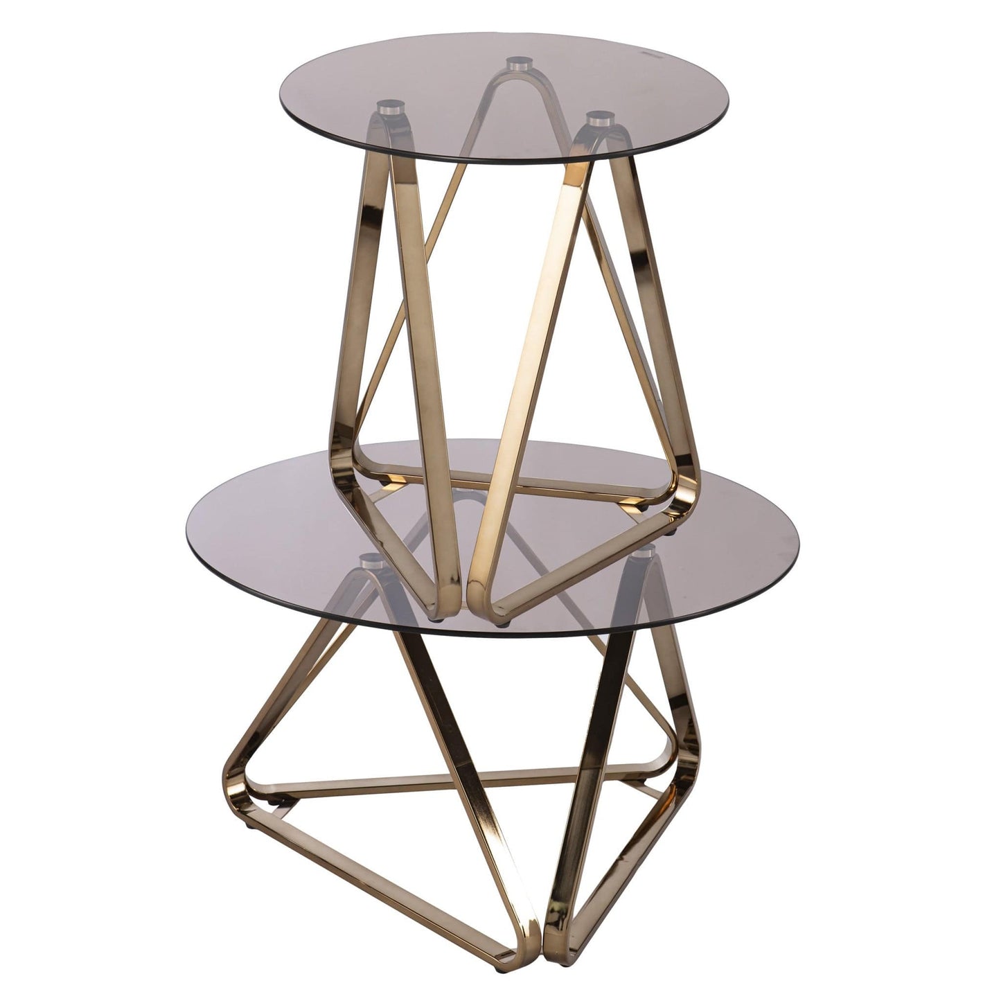 24" Champagne Glass And Iron Round End Table - Homeroots - Flyclothing LLC