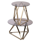 24" Champagne Glass And Iron Round End Table - Homeroots - Flyclothing LLC
