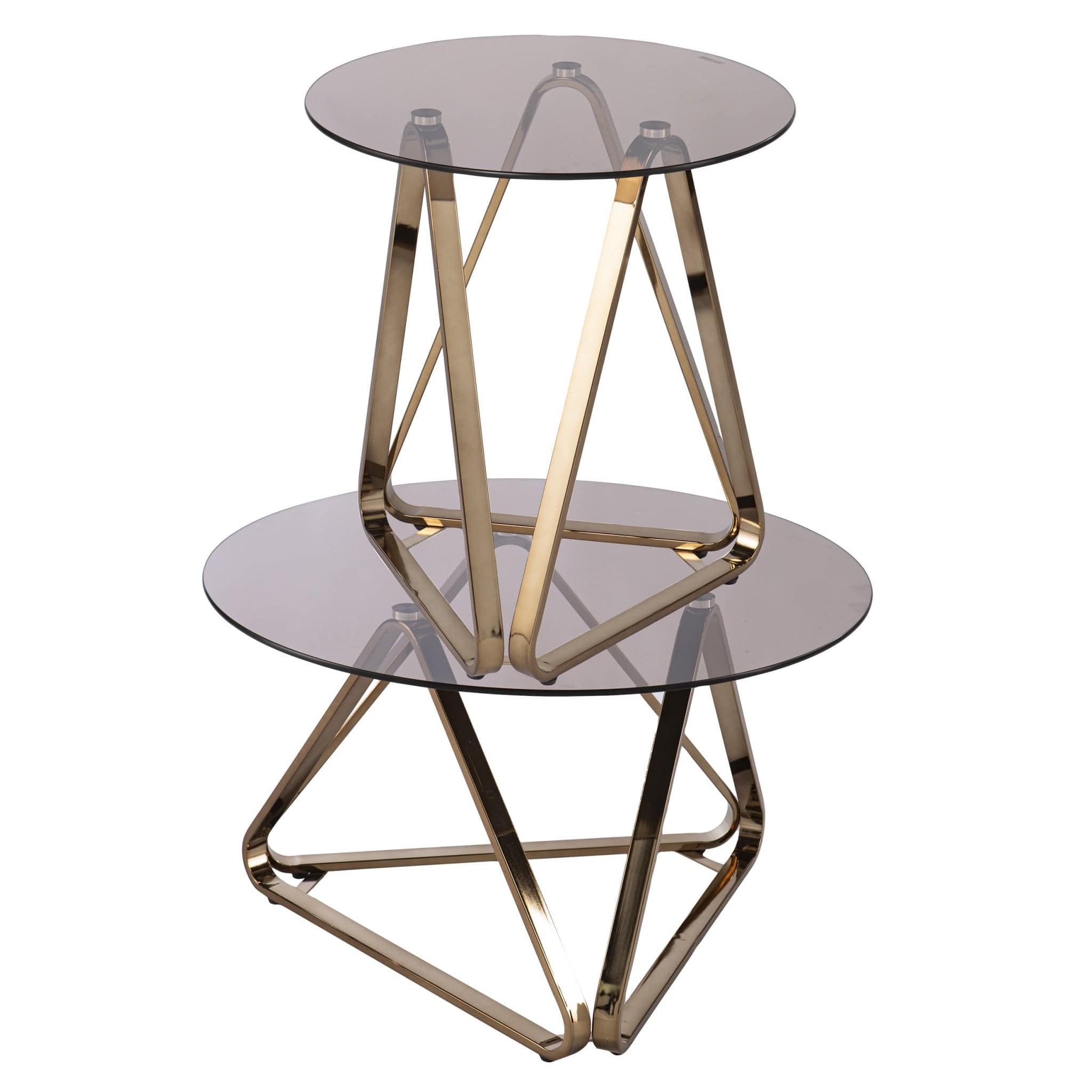 24" Champagne Glass And Iron Round End Table - Homeroots - Flyclothing LLC