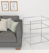 27" Chrome Glass And Iron Rectangular Mirrored End Table With Shelf - Homeroots - Flyclothing LLC