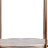 24" Champagne Faux Marble And Iron Round End Table With Shelf - Homeroots