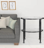 24" Black Glass And Iron Round End Table - Homeroots - Flyclothing LLC