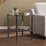 24" Black Glass And Iron Round End Table - Homeroots - Flyclothing LLC