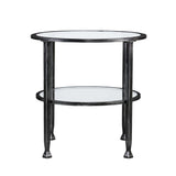 24" Black Glass And Iron Round End Table - Homeroots