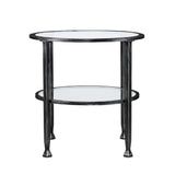 24" Black Glass And Iron Round End Table - Homeroots