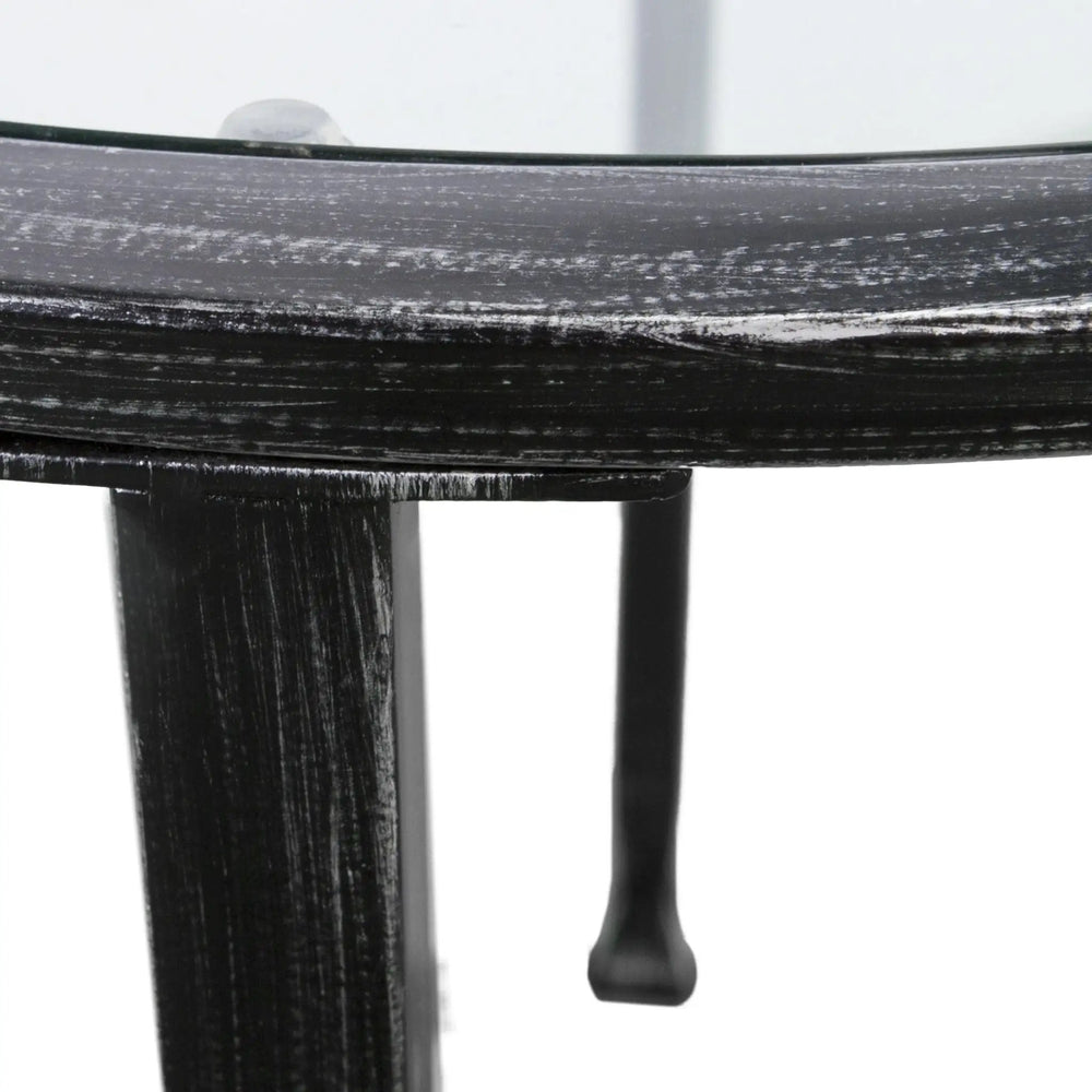 24" Black Glass And Iron Round End Table - Homeroots - Flyclothing LLC