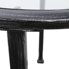 24" Black Glass And Iron Round End Table - Homeroots