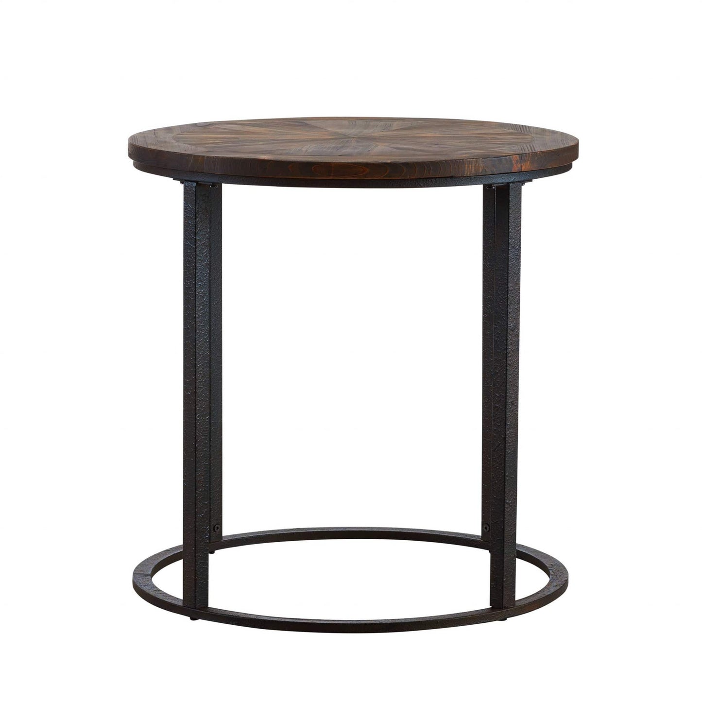 24" Natural Wood Solid Wood And Iron Round End Table - Homeroots - Flyclothing LLC