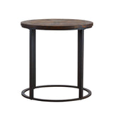 24" Natural Wood Solid Wood And Iron Round End Table - Homeroots - Flyclothing LLC