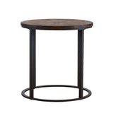 24" Natural Wood Solid Wood And Iron Round End Table - Homeroots