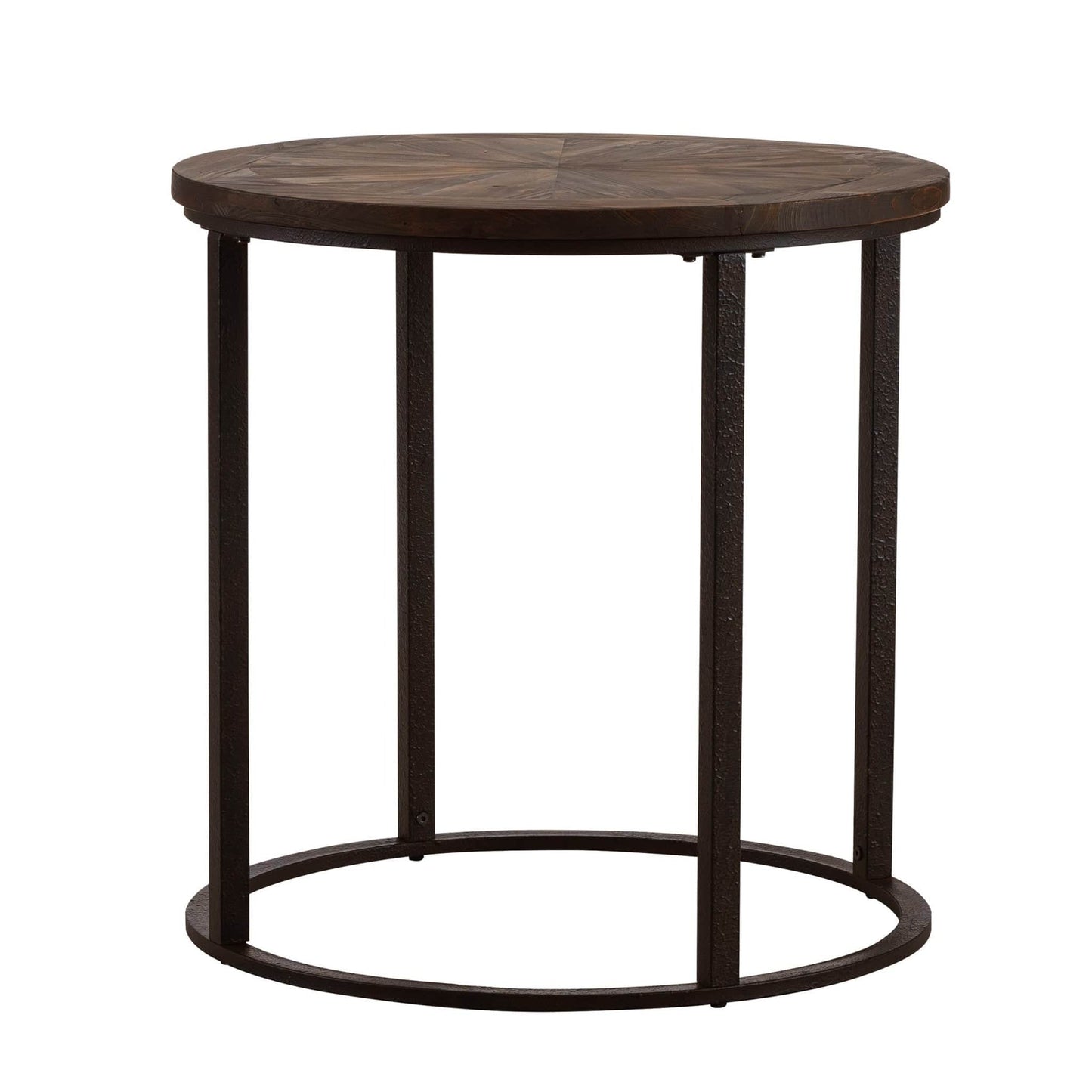 24" Natural Wood Solid Wood And Iron Round End Table - Homeroots - Flyclothing LLC