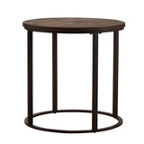 24" Natural Wood Solid Wood And Iron Round End Table - Homeroots - Flyclothing LLC