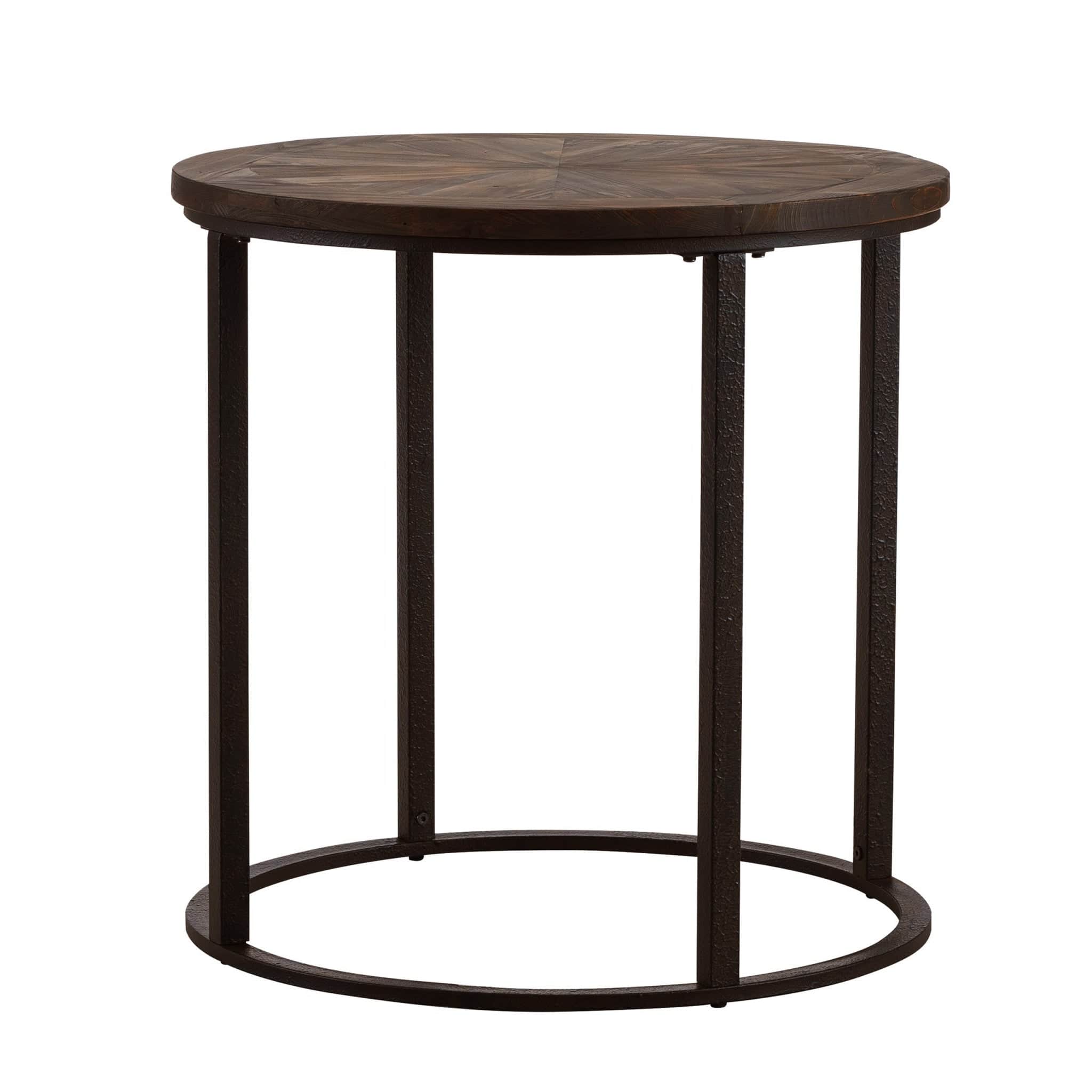 24" Natural Wood Solid Wood And Iron Round End Table - Homeroots - Flyclothing LLC