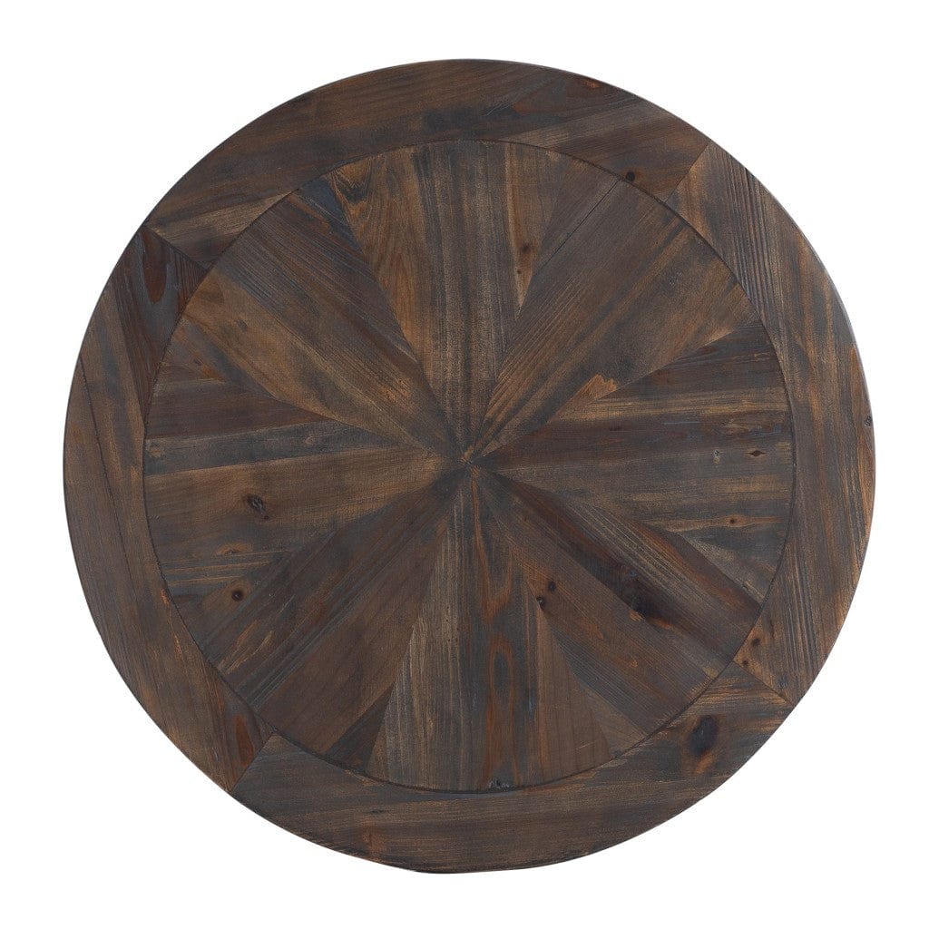 24" Natural Wood Solid Wood And Iron Round End Table - Homeroots - Flyclothing LLC