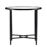 25" Black And Clear Glass Oval End Table - Homeroots