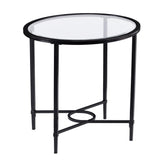 25" Black And Clear Glass Oval End Table - Homeroots