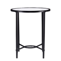 25" Black And Clear Glass Oval End Table