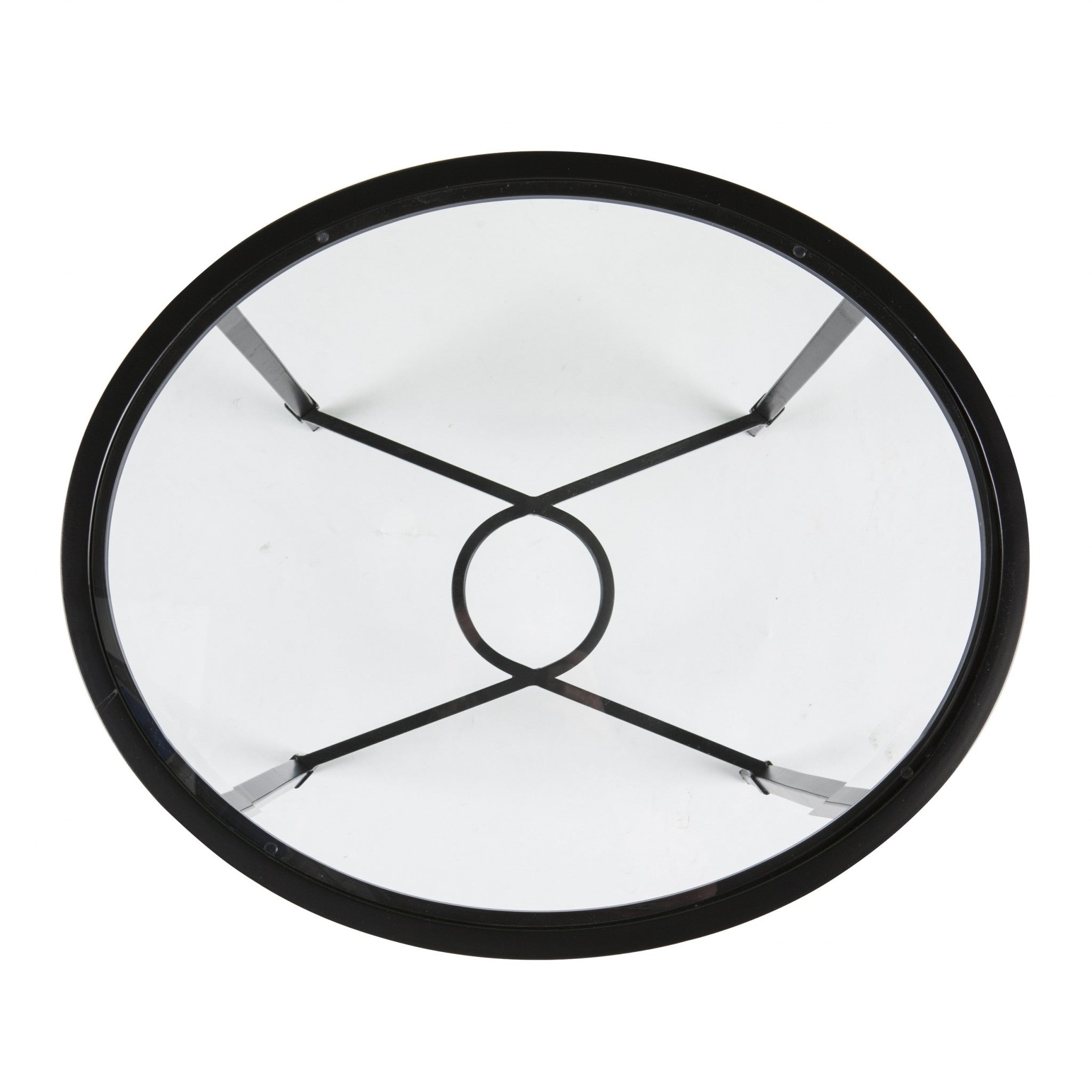 25" Black And Clear Glass Oval End Table