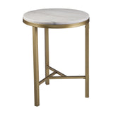 24" Champagne Genuine Marble Look And Iron Rectangular End Table - Homeroots