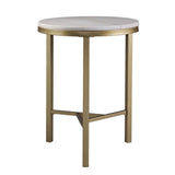 24" Champagne Genuine Marble Look And Iron Rectangular End Table - Homeroots