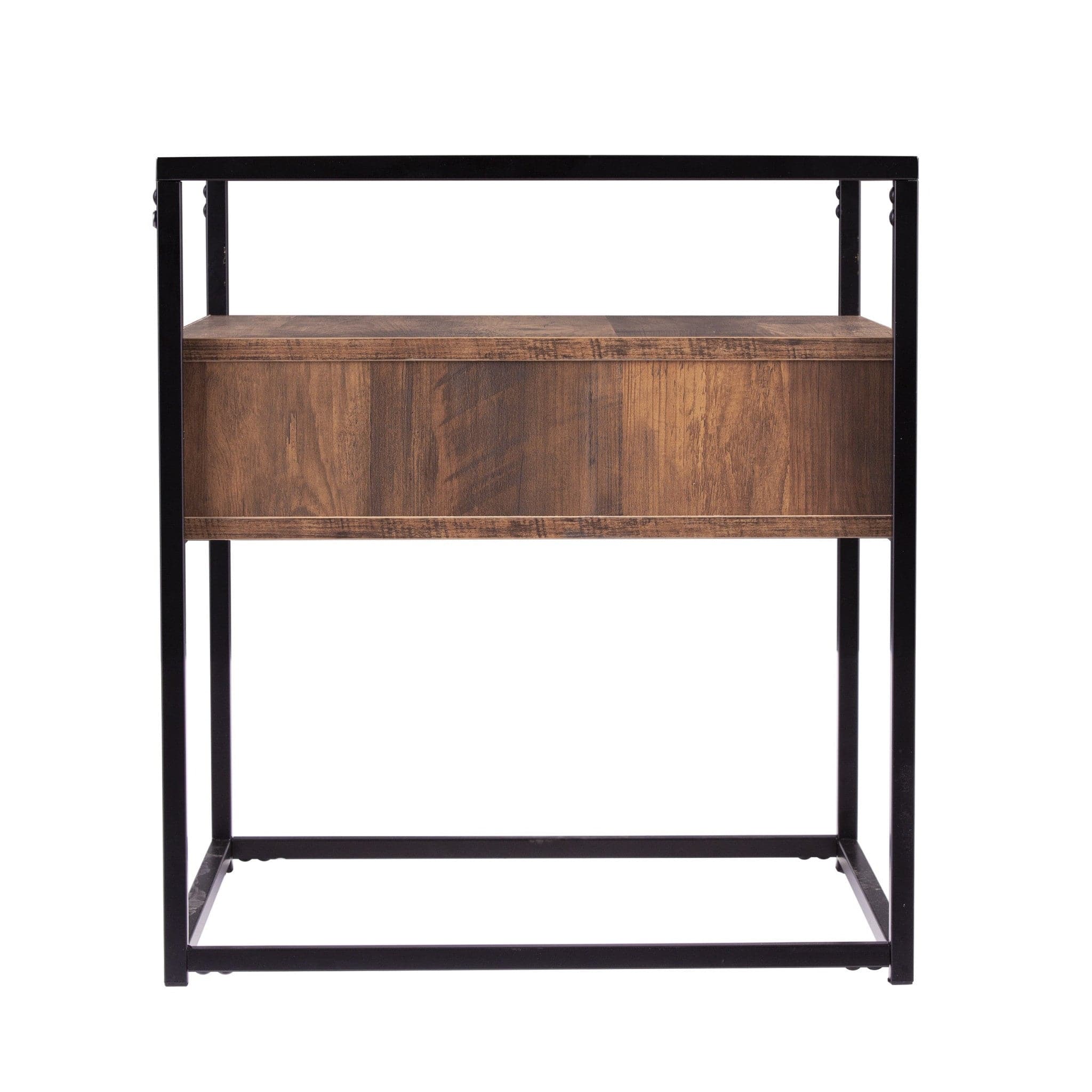 22" Black Glass And Iron Square End Table With Drawer With Shelf - Homeroots - Flyclothing LLC