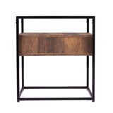 22" Black Glass And Iron Square End Table With Drawer With Shelf - Homeroots