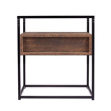22" Black Glass And Iron Square End Table With Drawer With Shelf - Homeroots - Flyclothing LLC