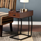 23" Brown Manufactured Wood And Iron Rectangular End Table With Drawer - Homeroots - Flyclothing LLC