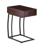 23" Brown Manufactured Wood And Iron Rectangular End Table With Drawer - Homeroots - Flyclothing LLC