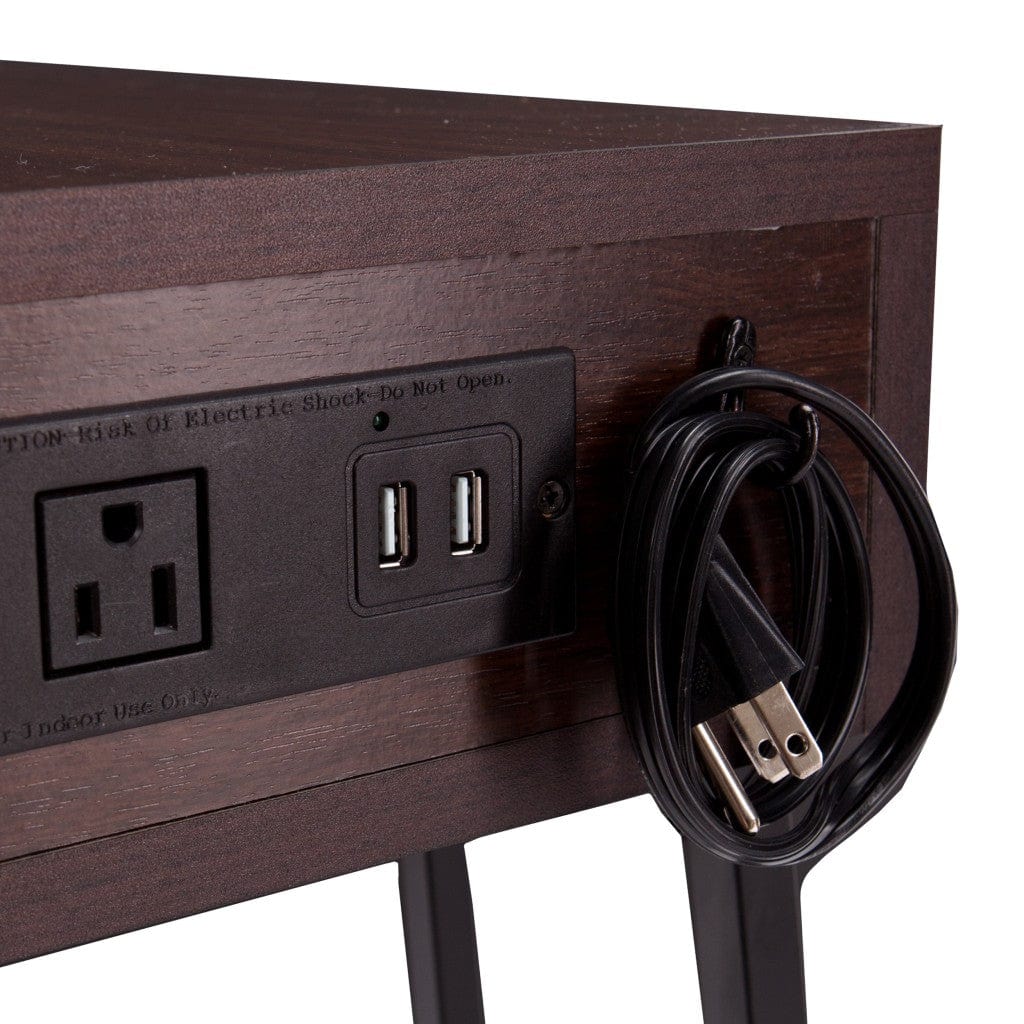 23" Brown Manufactured Wood And Iron Rectangular End Table With Drawer - Homeroots - Flyclothing LLC