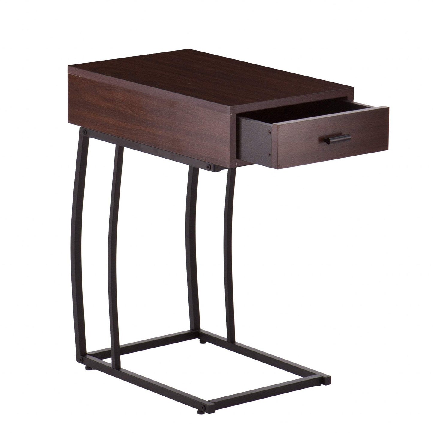 23" Brown Manufactured Wood And Iron Rectangular End Table With Drawer - Homeroots - Flyclothing LLC