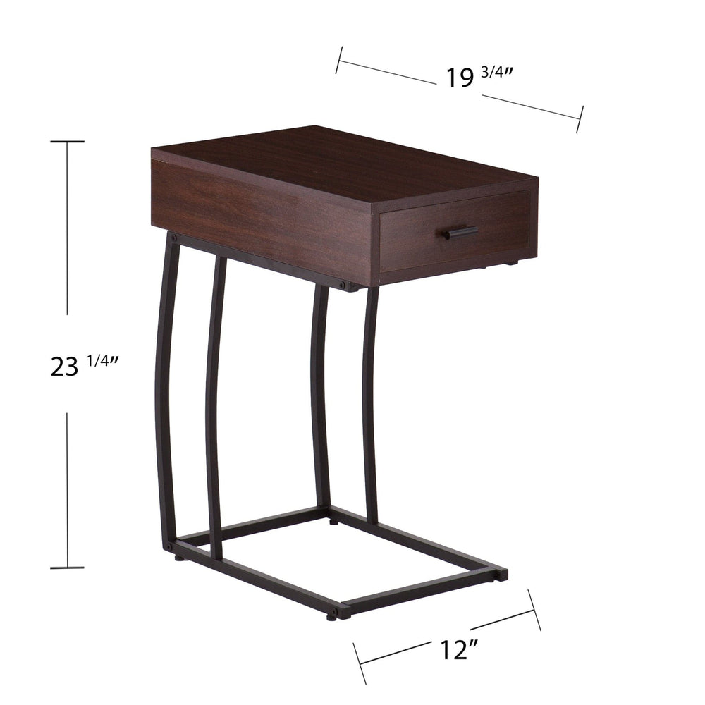 23" Brown Manufactured Wood And Iron Rectangular End Table With Drawer - Homeroots