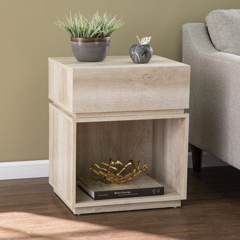 24" Brown Manufactured Wood Rectangular End Table With Drawer With Shelf - Homeroots - Flyclothing LLC