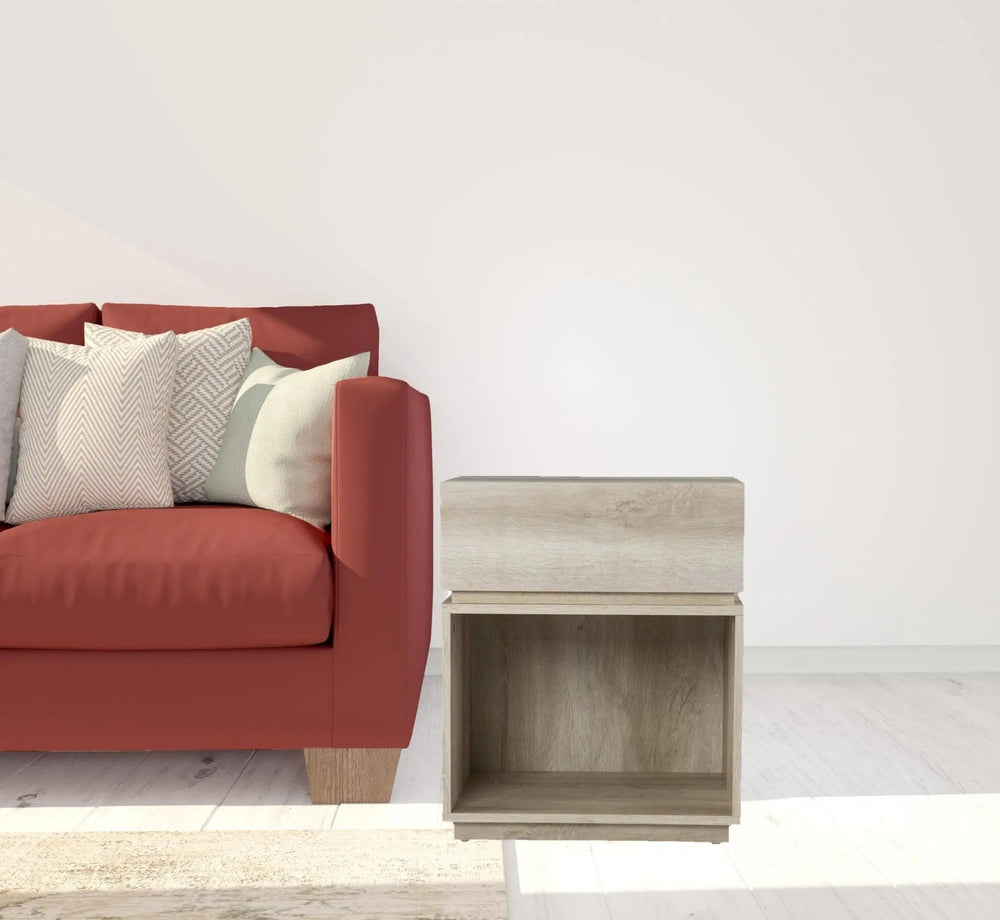 24" Brown Manufactured Wood Rectangular End Table With Drawer With Shelf - Homeroots